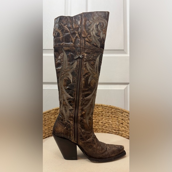 Dan Post Women’s Distressed Brown Heeled Boots Size 7 - Picture 6 of 8